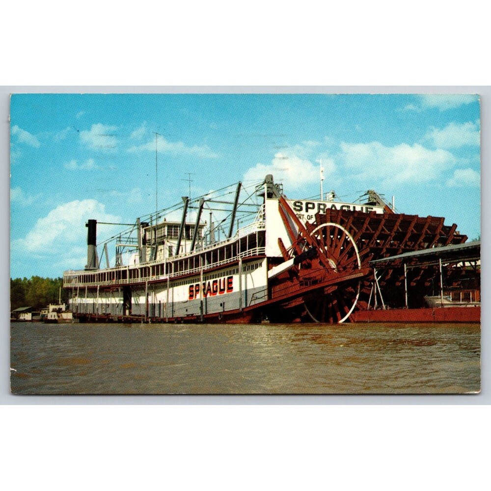 Vintage Postcard 1961 Showboat Sprague Vicksburg Mississippi River Steamboat MS